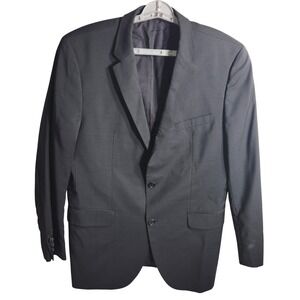 Hugo Boss Mens Blazer Virgin Wool 42R Charcoal Grey Micro Check Two Button Sport